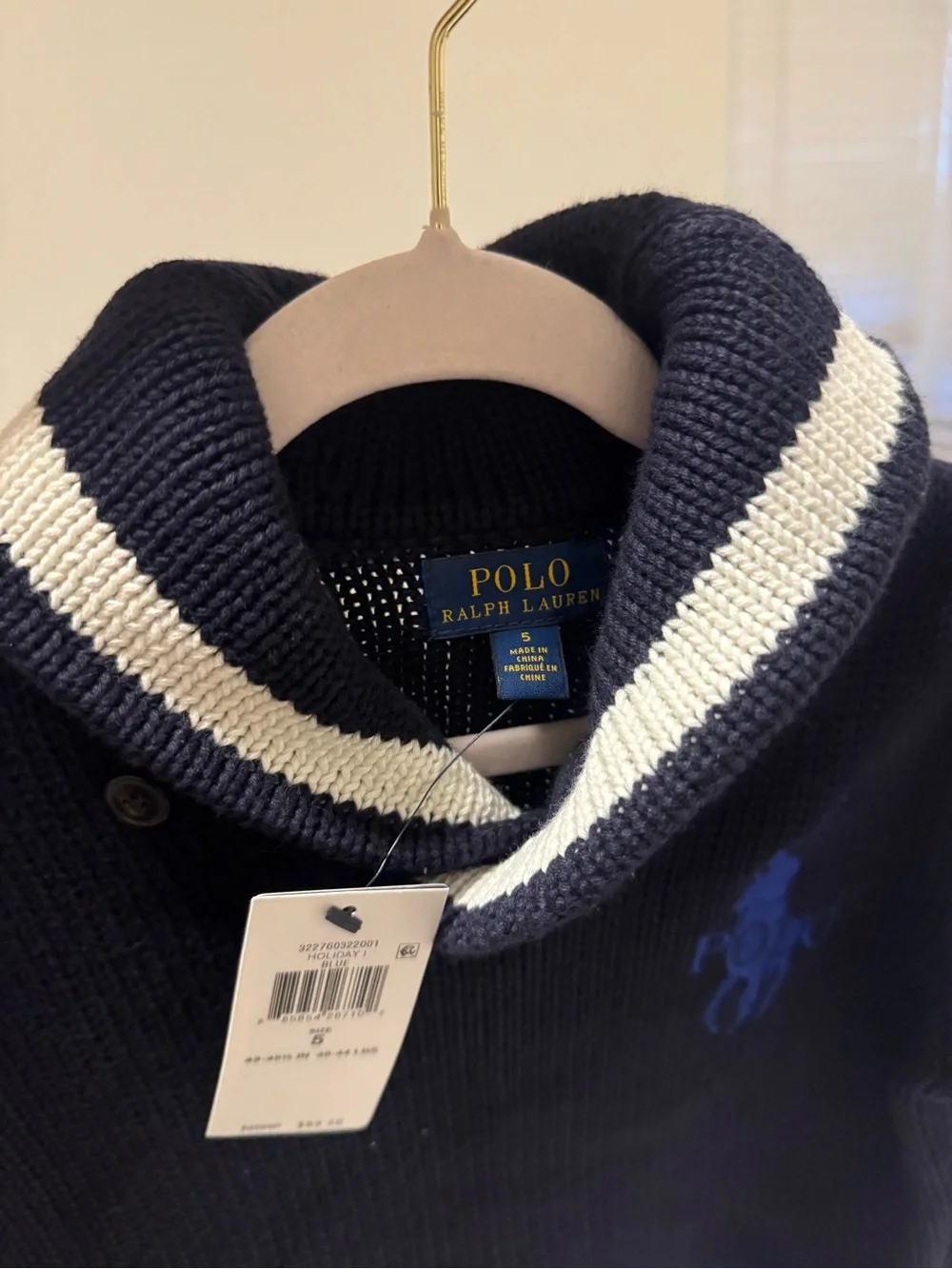 Ralph Lauren Navy Sweater with Royal Blue Stripes